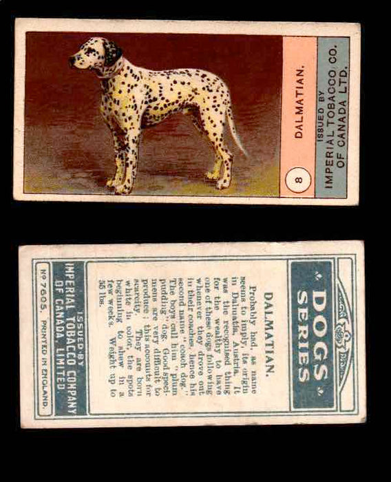 1924 Dogs Series Imperial Tobacco Vintage Trading Cards U Pick Singles #1-24 #8 Dalmatian  - TvMovieCards.com