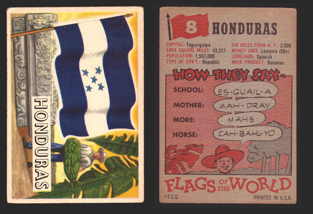 1956 Flags of the World Vintage Trading Cards You Pick Singles #1-#80 Topps 8	Honduras  - TvMovieCards.com