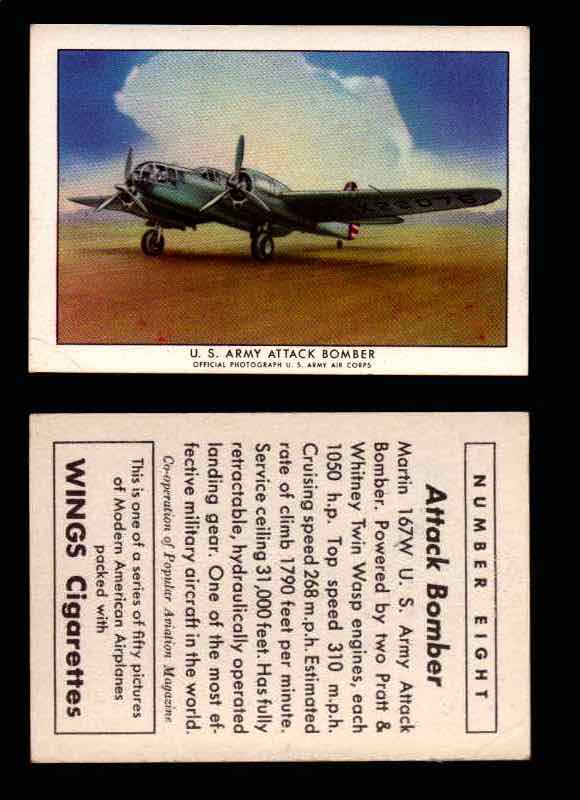 1940 Modern American Airplanes Series 1 Vintage Trading Cards Pick Singles #1-50 8 U.S. Army Attack Bomber (Martin 167W)  - TvMovieCards.com