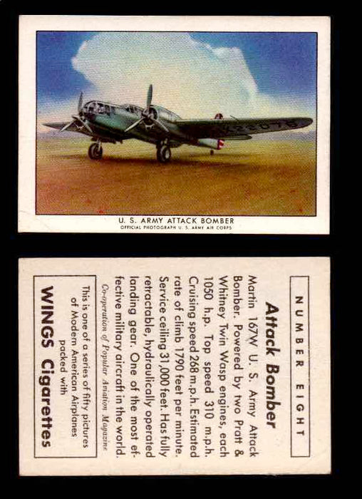 1940 Modern American Airplanes Series 1 Vintage Trading Cards Pick Singles #1-50 8 U.S. Army Attack Bomber (Martin 167W)  - TvMovieCards.com