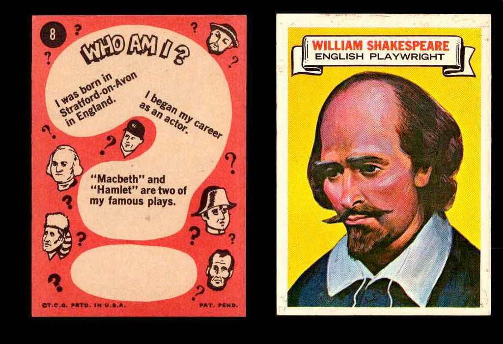 1967 Who Am I? Topps Vintage Trading Cards You Pick Singles #1-44 #8   William Shakespeare Uncoated  - TvMovieCards.com