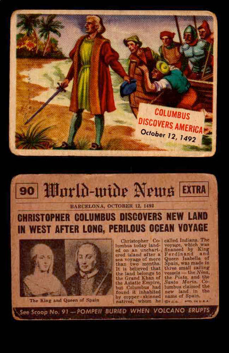 1954 Scoop Newspaper Series 2 Topps Vintage Trading Cards U Pick Singles #78-156 90   Columbus Discovers America  - TvMovieCards.com