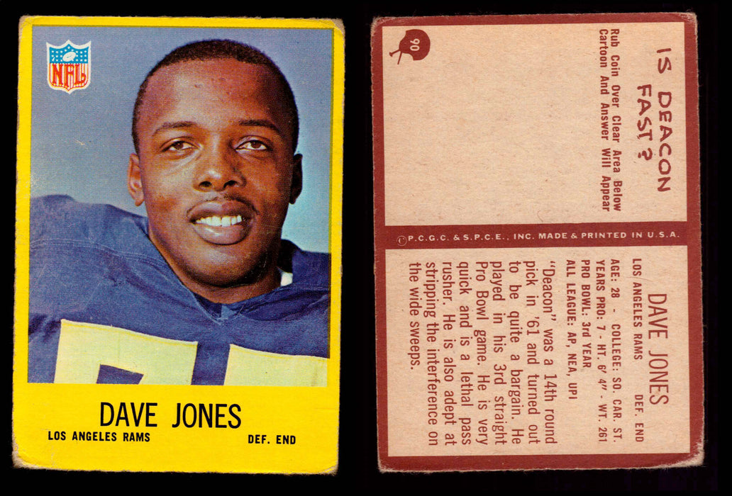 1967 Philadelphia Football Trading Card You Pick Singles #1-#198 VG/EX #90 Deacon Dave Jones (HOF)  - TvMovieCards.com