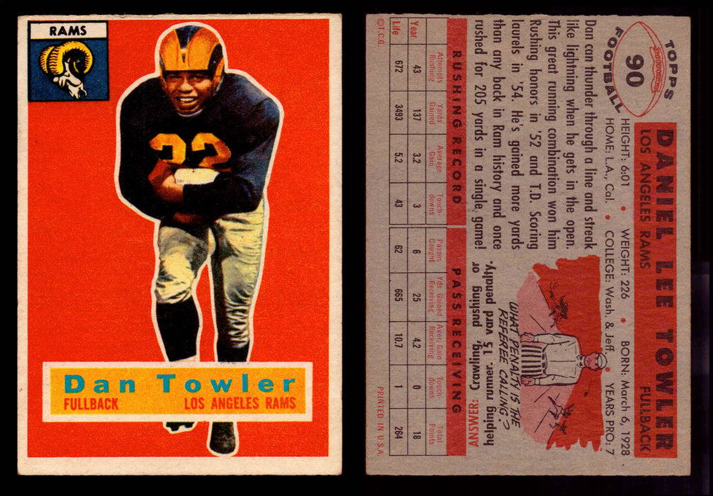 1956 Topps Football Trading Card You Pick Singles #1-#120 VG/EX #	90	Dan Towler  - TvMovieCards.com