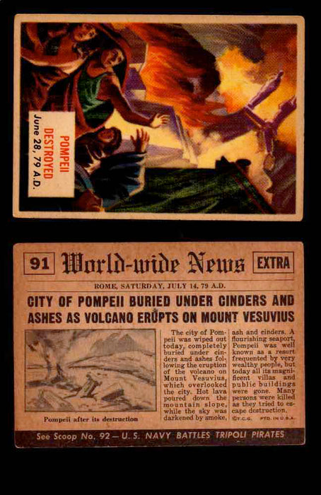 1954 Scoop Newspaper Series 2 Topps Vintage Trading Cards U Pick Singles #78-156 91   Pompeii Destroyed  - TvMovieCards.com