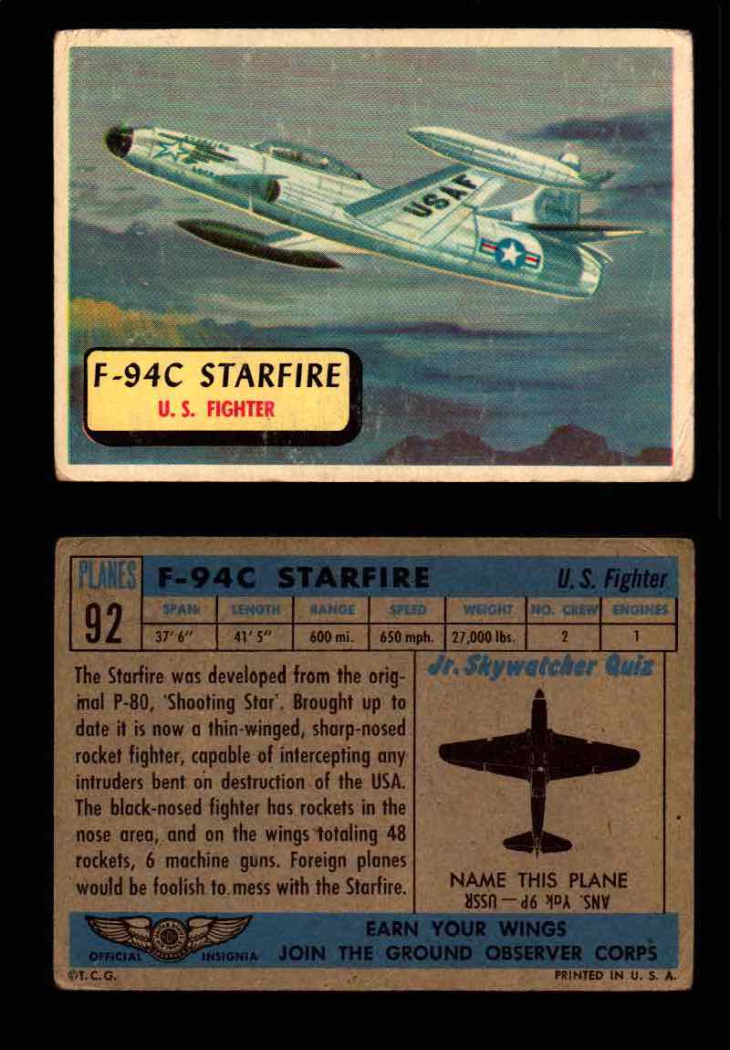 1957 Planes Series II Topps Vintage Card You Pick Singles #61-120 #92  - TvMovieCards.com