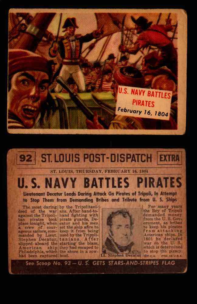 1954 Scoop Newspaper Series 2 Topps Vintage Trading Cards U Pick Singles #78-156 92   U.S. Navy Battles Pirates  - TvMovieCards.com