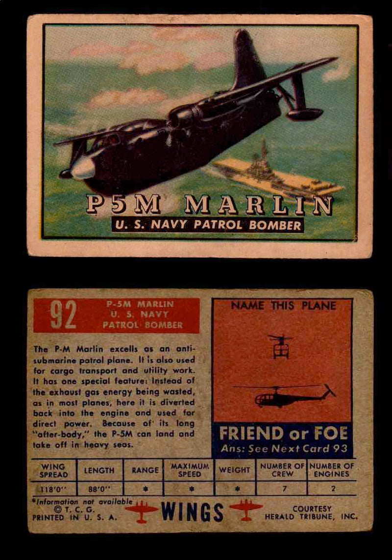 1952 Wings Topps TCG Vintage Trading Cards You Pick Singles #1-100 #92  - TvMovieCards.com