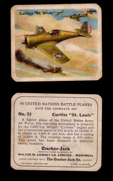 Cracker Jack United Nations Battle Planes Vintage You Pick Single Cards #71-147 #93  - TvMovieCards.com