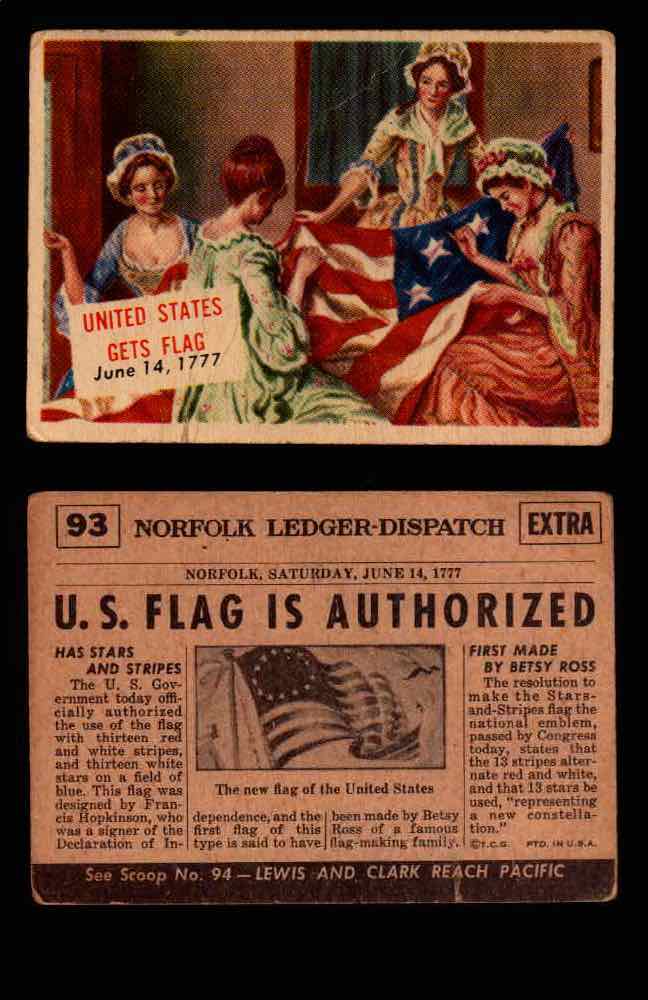 1954 Scoop Newspaper Series 2 Topps Vintage Trading Cards U Pick Singles #78-156 93   United States Gets Flag  - TvMovieCards.com