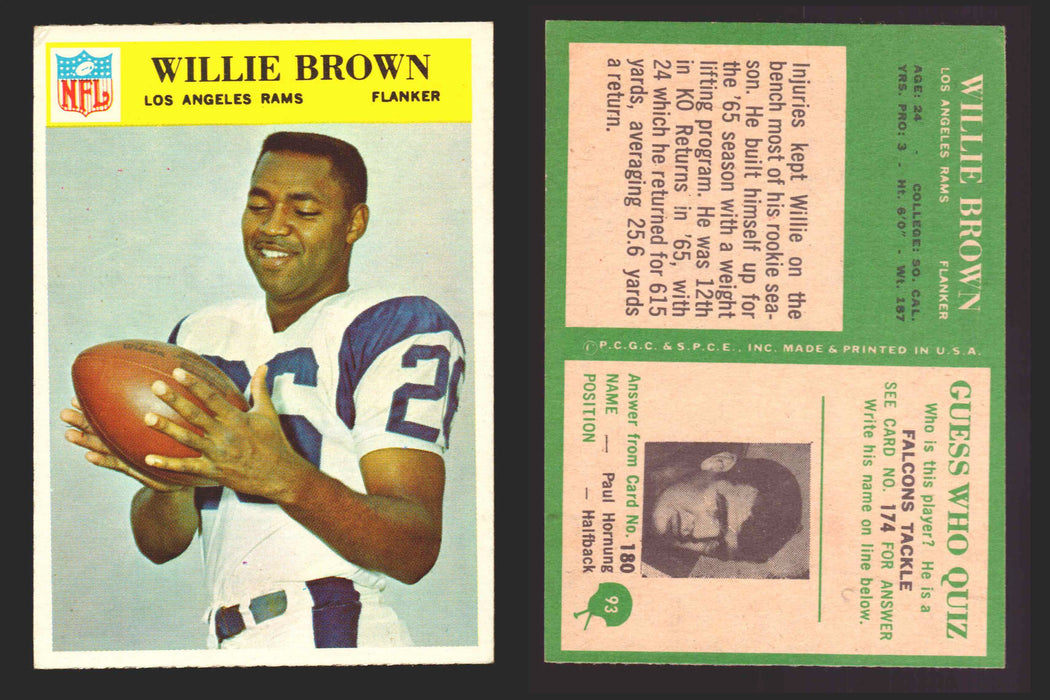 1966 Philadelphia Football NFL Trading Card You Pick Singles #1-#99 VG/EX 93 Willie Brown - Los Angeles Rams  - TvMovieCards.com