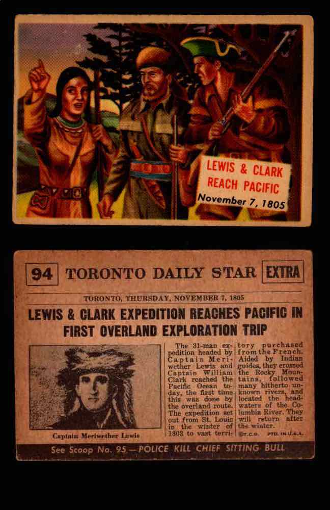 1954 Scoop Newspaper Series 2 Topps Vintage Trading Cards U Pick Singles #78-156 94   Lewis and Clark Reach Pacific  - TvMovieCards.com