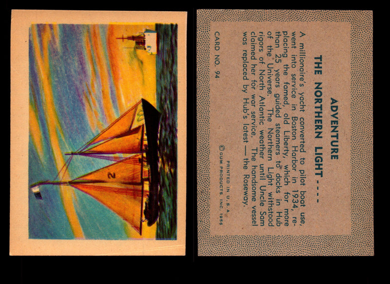 1956 Adventure Vintage Trading Cards Gum Products #1-#100 You Pick Singles #94 The Northern Light  - TvMovieCards.com