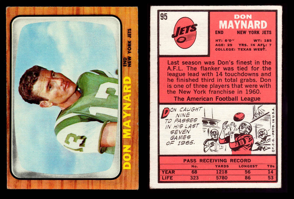 1966 Topps Football Trading Card You Pick Singles #1-#132 VG/EX #95 Don Maynard (HOF)  - TvMovieCards.com