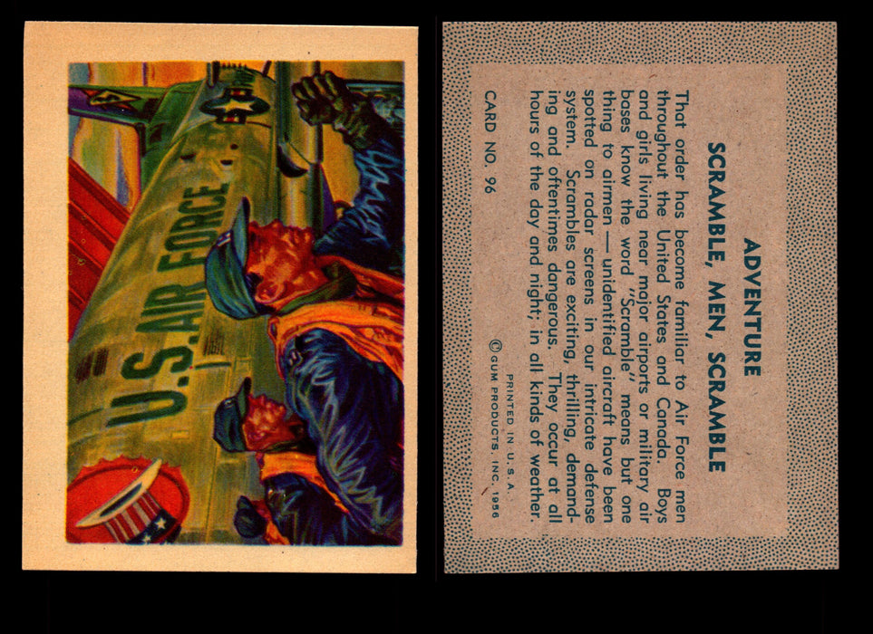1956 Adventure Vintage Trading Cards Gum Products #1-#100 You Pick Singles #96 US Air Force / Scramble, Men, Scramble  - TvMovieCards.com