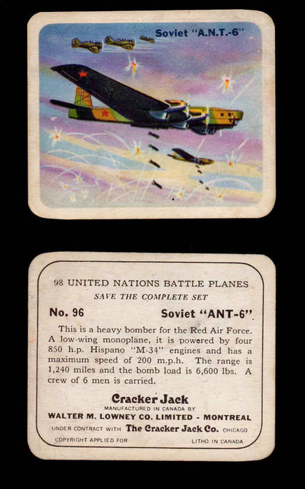 Cracker Jack United Nations Battle Planes Vintage You Pick Single Cards #71-147 #96  - TvMovieCards.com
