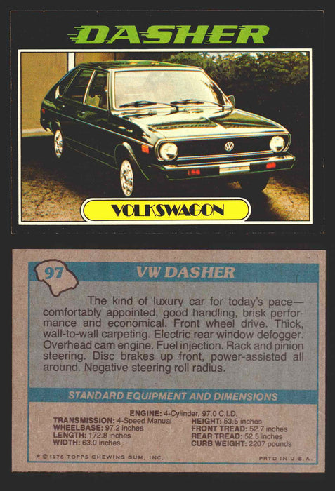 1976 Autos of 1977 Vintage Trading Cards You Pick Singles #1-99 Topps 97   VW Dasher  - TvMovieCards.com