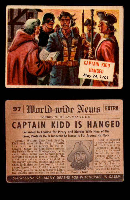 1954 Scoop Newspaper Series 2 Topps Vintage Trading Cards U Pick Singles #78-156 97   Captain Kidd Hanged  - TvMovieCards.com
