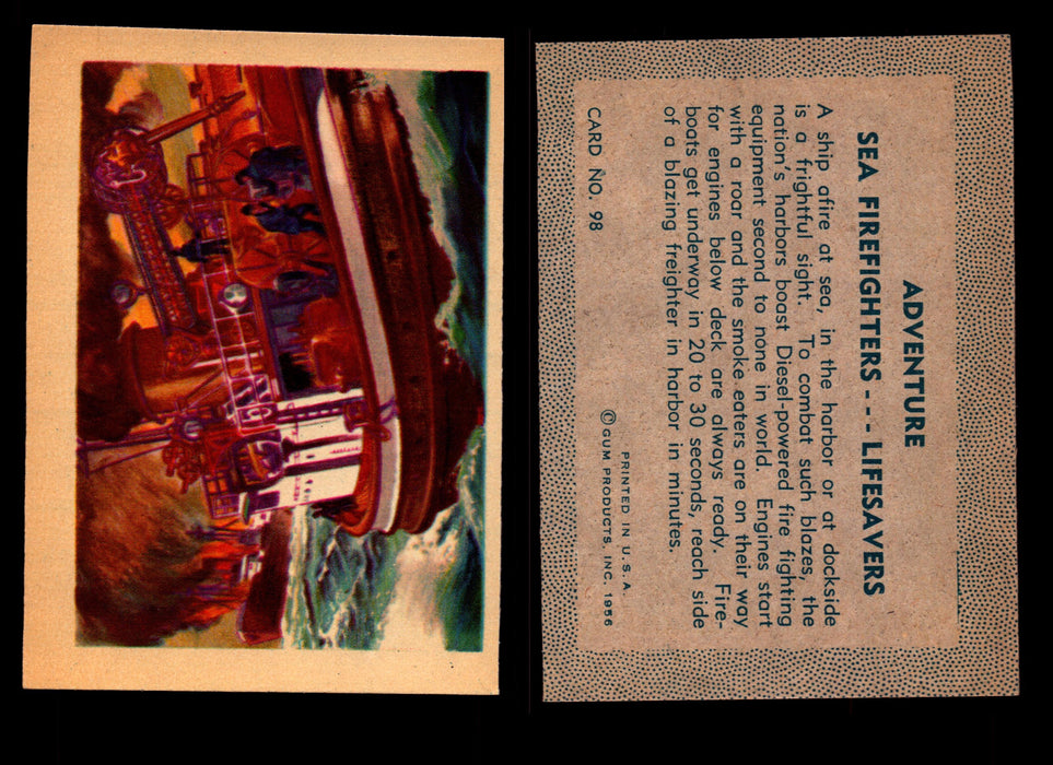 1956 Adventure Vintage Trading Cards Gum Products #1-#100 You Pick Singles #98 Sea Firefighters -- Lifesavers  - TvMovieCards.com