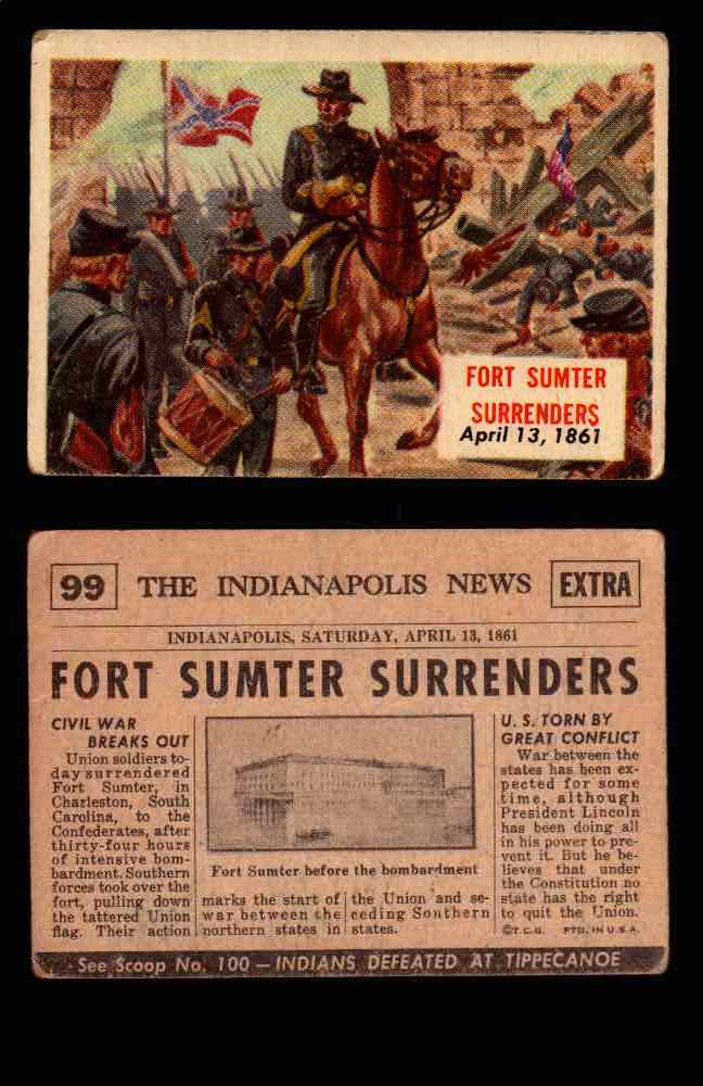 1954 Scoop Newspaper Series 2 Topps Vintage Trading Cards U Pick Singles #78-156 99   Fort Sumter Surrenders  - TvMovieCards.com