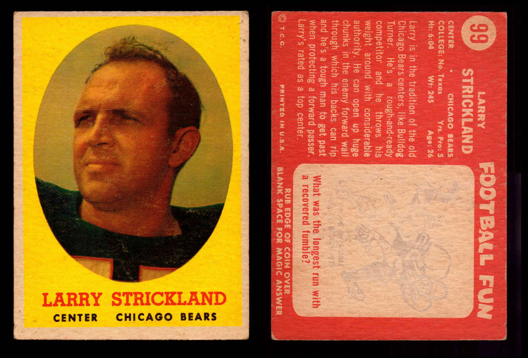 1958 Topps Football Trading Card You Pick Singles #1-#132 VG/EX #	99	Larry Strickland  - TvMovieCards.com