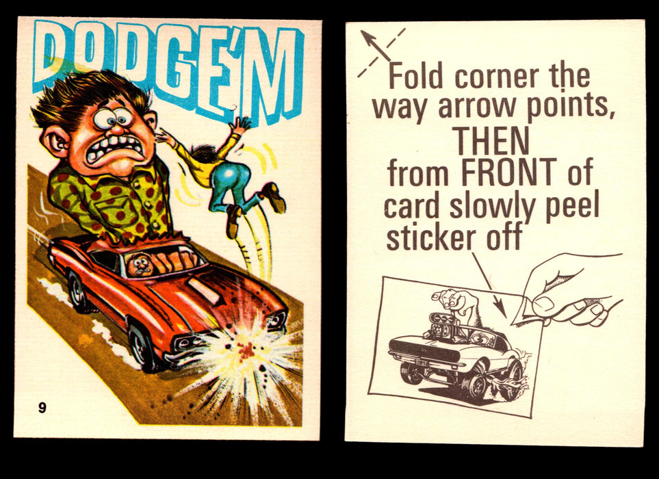 Fabulous Odd Rods Vintage Sticker Cards 1973 #1-#66 You Pick Singles #9   Dodge'm  - TvMovieCards.com