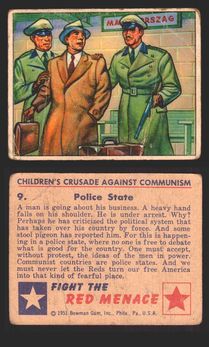 1951 Red Menace Vintage Trading Cards #1-48 You Pick Singles Bowman Gum 9   Police State  - TvMovieCards.com