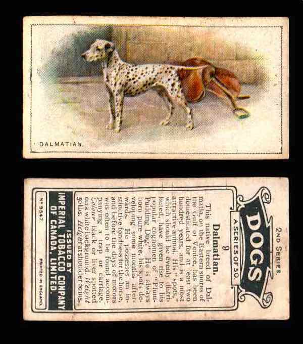 1925 Dogs 2nd Series Imperial Tobacco Vintage Trading Cards U Pick Singles #1-50 #9 Dalmatian  - TvMovieCards.com
