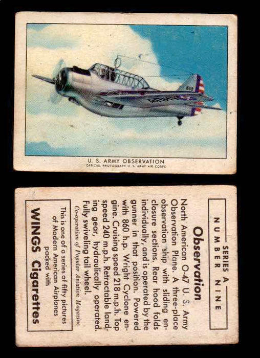 1940 Modern American Airplanes Series A Vintage Trading Cards Pick Singles #1-50 9 U.S. Army Observation (North American O-47)  - TvMovieCards.com