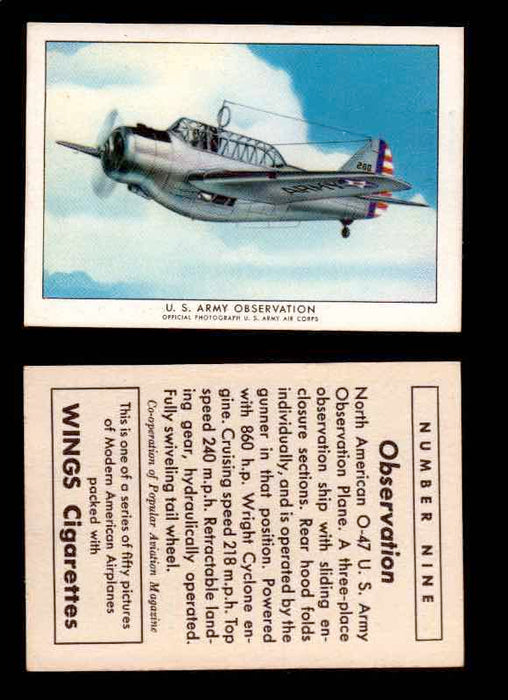1940 Modern American Airplanes Series 1 Vintage Trading Cards Pick Singles #1-50 9 U.S. Army Observation (North American O-47)  - TvMovieCards.com