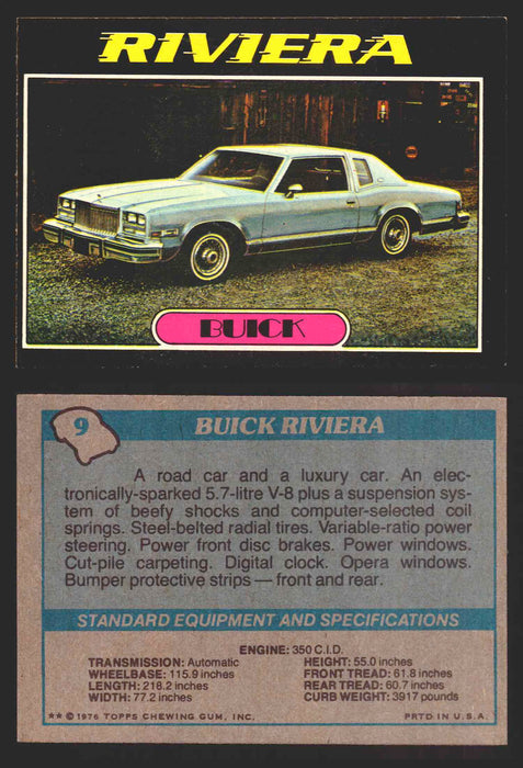 1976 Autos of 1977 Vintage Trading Cards You Pick Singles #1-99 Topps 9   Buick Riviera  - TvMovieCards.com