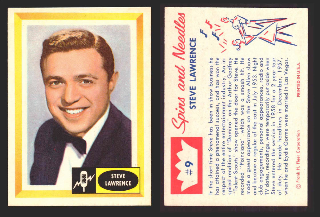 1960 Spins and Needles Vintage Trading Cards You Pick Singles #1-#80 Fleer 9   Steve Lawrence  - TvMovieCards.com