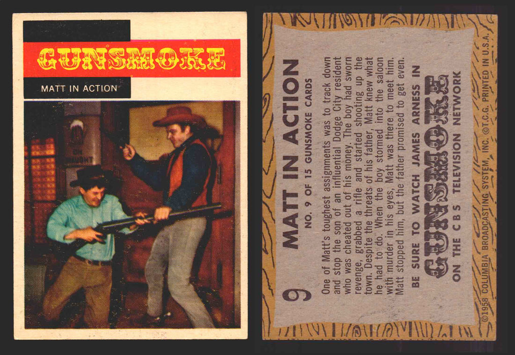 1958 TV Westerns Topps Vintage Trading Cards You Pick Singles #1-71 9   Matt in Action  - TvMovieCards.com