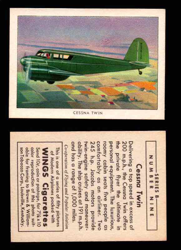 1941 Modern American Airplanes Series B Vintage Trading Cards Pick Singles #1-50 9	 	Cessna Twin  - TvMovieCards.com