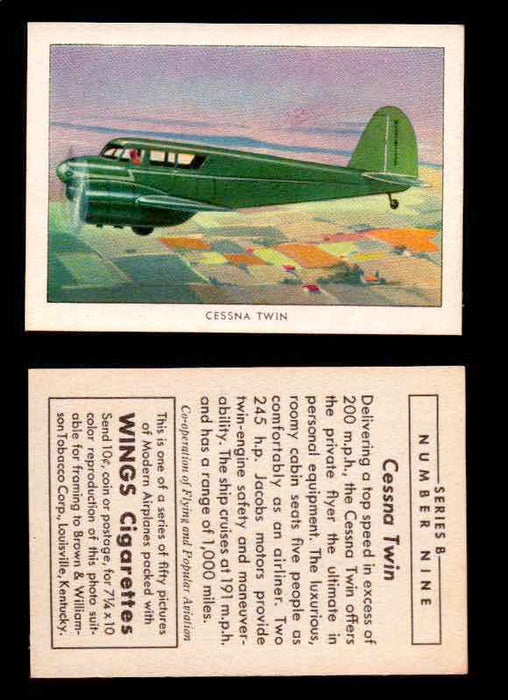 1941 Modern American Airplanes Series B Vintage Trading Cards Pick Singles #1-50 9	 	Cessna Twin  - TvMovieCards.com