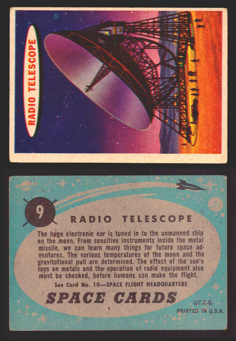 1957 Space Cards Topps Vintage Trading Cards #1-88 You Pick Singles 9   Radio Telescope  - TvMovieCards.com