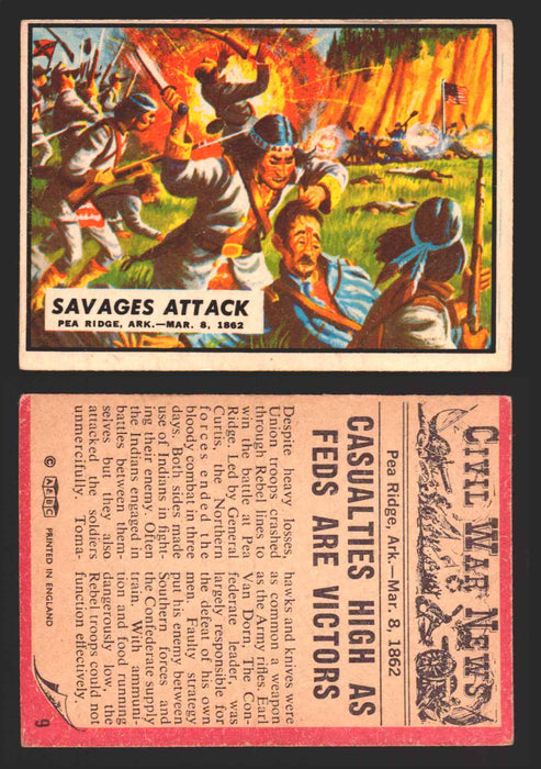 Civil War News Vintage Trading Cards A&BC Gum You Pick Singles #1-88 1965 9   Savages Attack  - TvMovieCards.com
