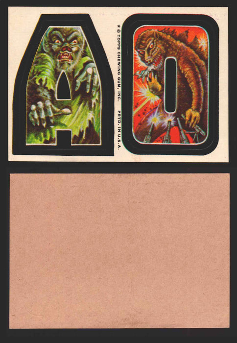 1973-74 Monster Initials Vintage Sticker Trading Cards You Pick Singles #1-#132 A O (Werewolf/Godzilla)  - TvMovieCards.com