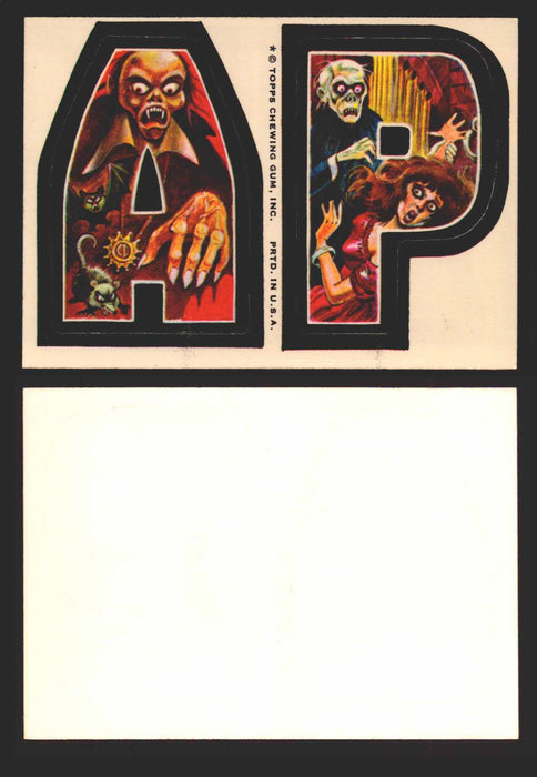 1973-74 Monster Initials Vintage Sticker Trading Cards You Pick Singles #1-#132 A P (Vampire/Phantom Opera)  - TvMovieCards.com
