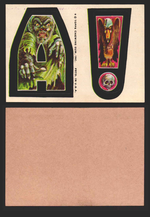 1973-74 Monster Initials Vintage Sticker Trading Cards You Pick Singles #1-#132 A !  - TvMovieCards.com