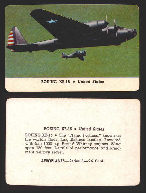 1944 Aeroplanes Series B C D You Pick Single Trading Cards #1-80 Card-O B	4	   Boeing XB-15                      United States  - TvMovieCards.com