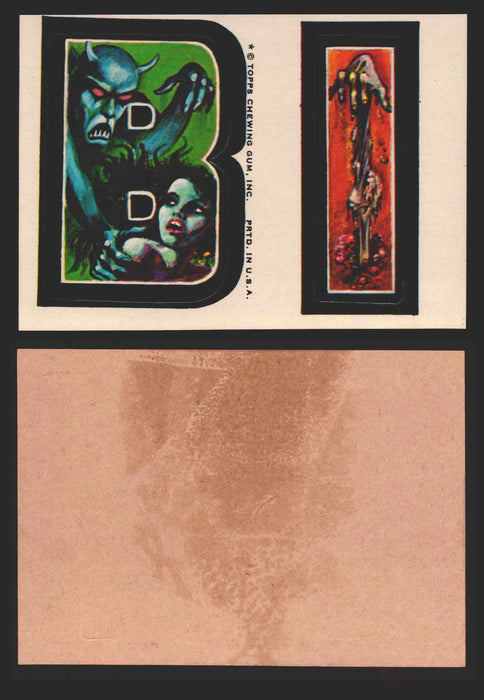 1973-74 Monster Initials Vintage Sticker Trading Cards You Pick Singles #1-#132 B I  - TvMovieCards.com