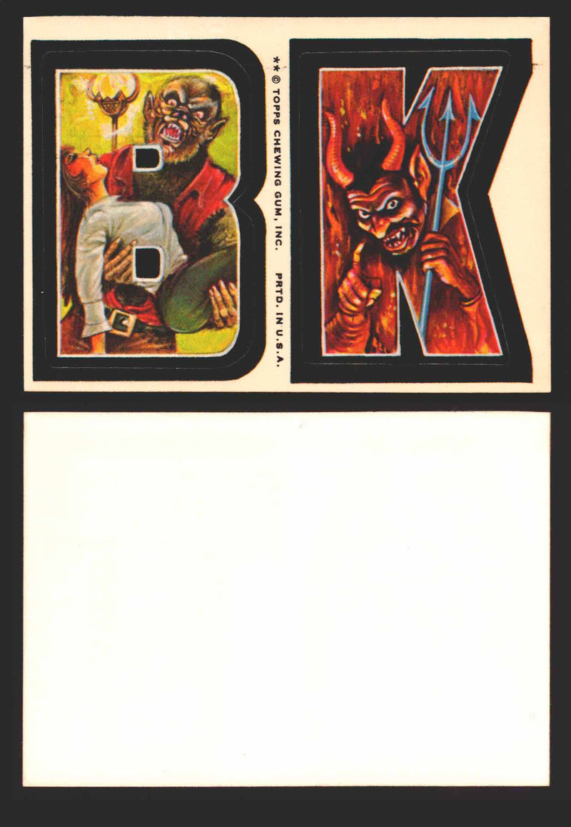 1973-74 Monster Initials Vintage Sticker Trading Cards You Pick Singles #1-#132 B K  - TvMovieCards.com