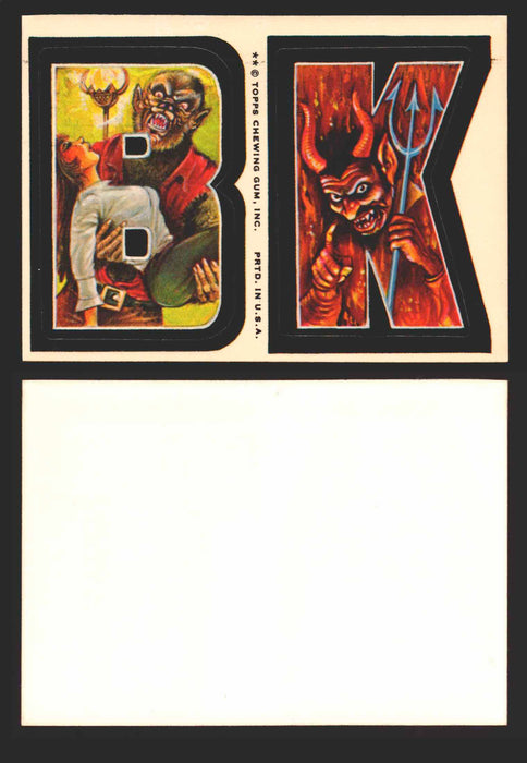 1973-74 Monster Initials Vintage Sticker Trading Cards You Pick Singles #1-#132 B K  - TvMovieCards.com