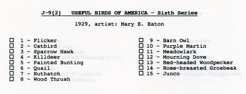 Useful Birds of America 6th 15 Card Set Type 3 Church & Dwight J-9 Arm & Hammer   - TvMovieCards.com