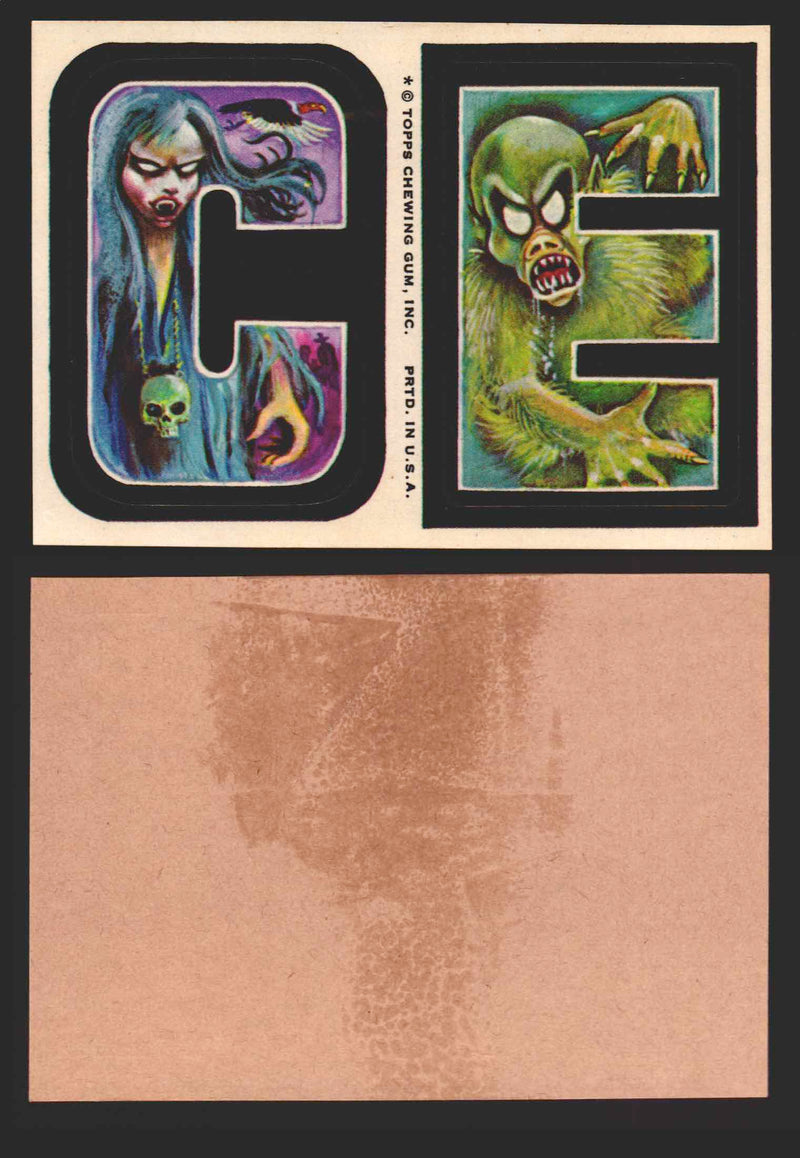 1973-74 Monster Initials Vintage Sticker Trading Cards You Pick Singles #1-#132 C E  - TvMovieCards.com