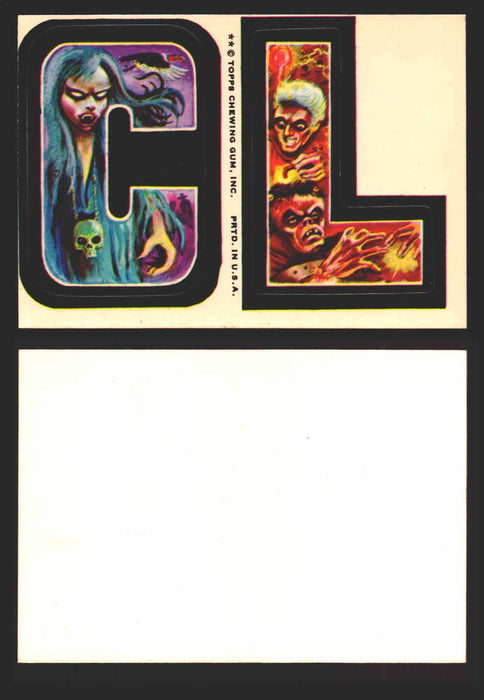 1973-74 Monster Initials Vintage Sticker Trading Cards You Pick Singles #1-#132 C L (Vampress/Frankenstein)  - TvMovieCards.com