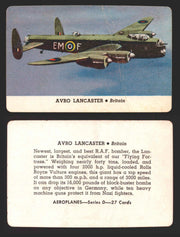 1944 Aeroplanes Series B C D You Pick Single Trading Cards #1-80 Card-O D	1	   Avro Lancaster                    Britain  - TvMovieCards.com