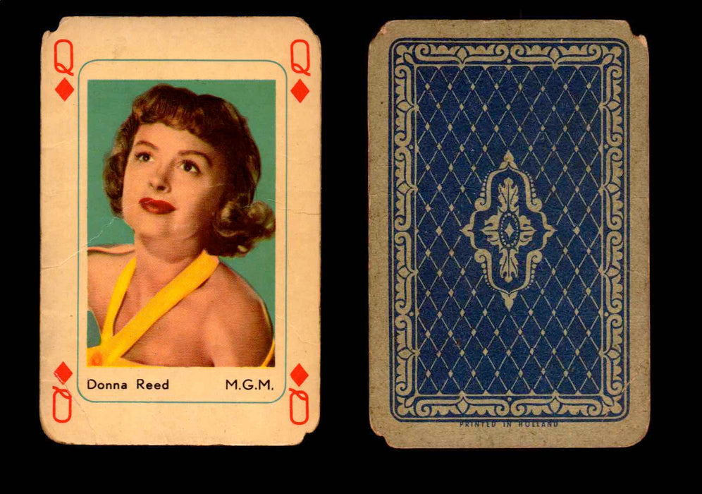 1959 Maple Leaf Hollywood Movie Stars Playing Cards You Pick Singles Q - Diamond - Donna Reed  - TvMovieCards.com