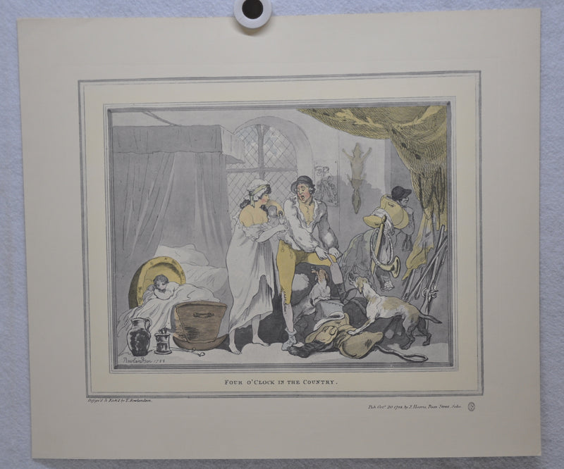T Rowlandson "Four o'clock in the Country" Lithograph Etching Print 16" x 18.5"   - TvMovieCards.com